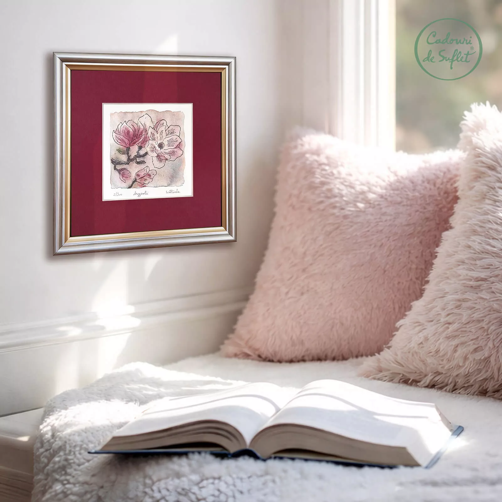 Acuarelă cu Magnolii roz [4]