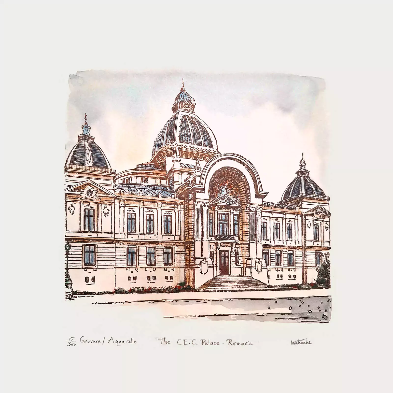 Palatul C.E.C. - gravură [2]