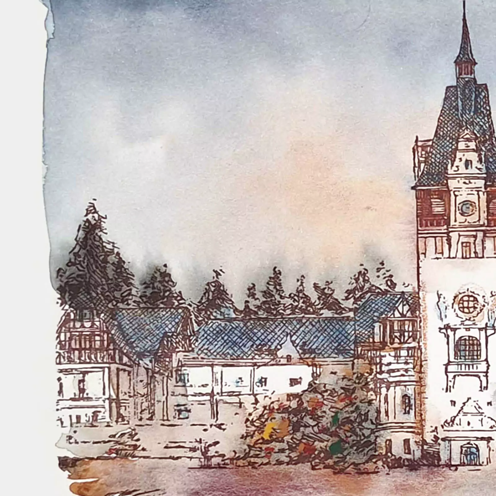 Castelul Peleș - Sinaia - gravură [3]