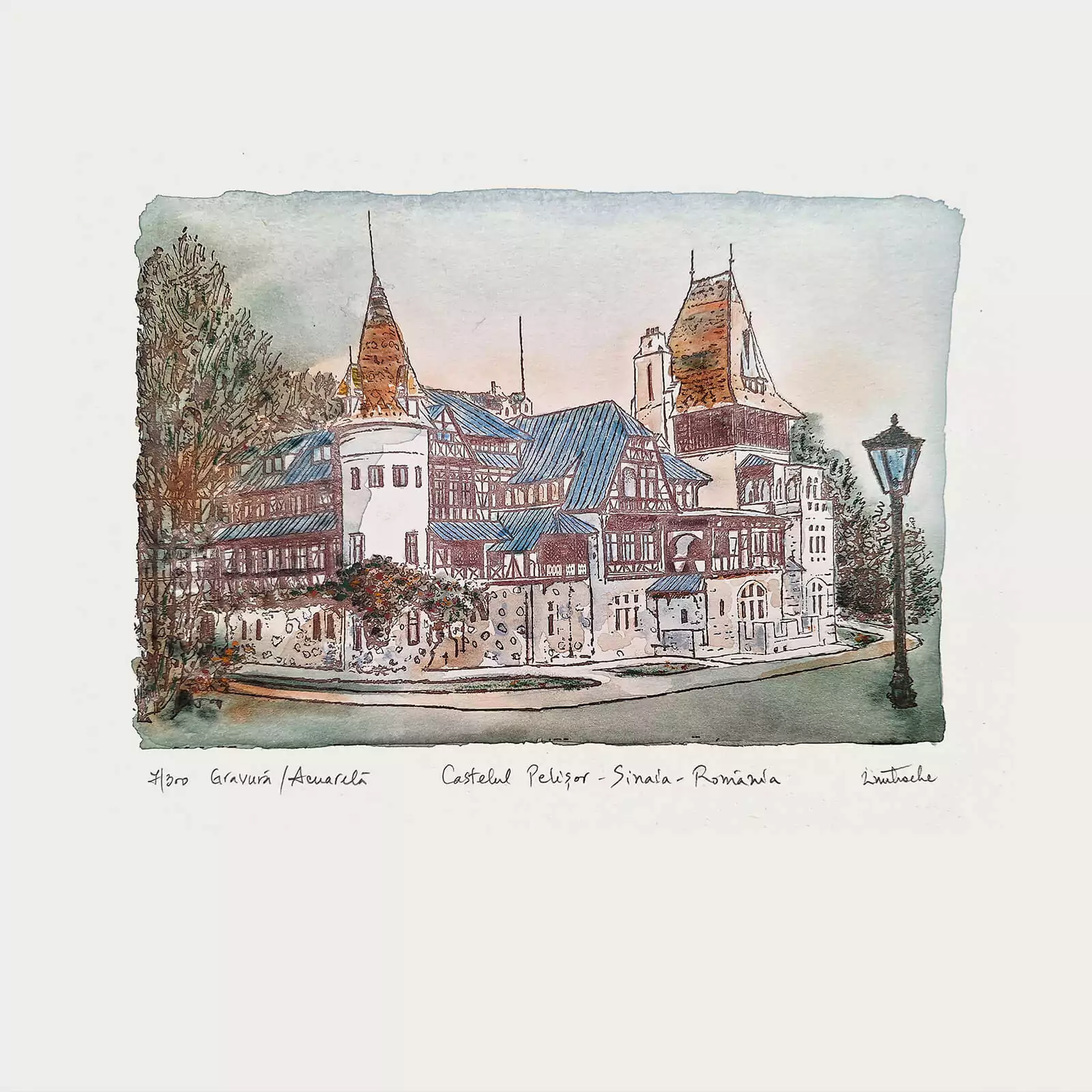 Gravură castelul Pelișor - Sinaia [2]