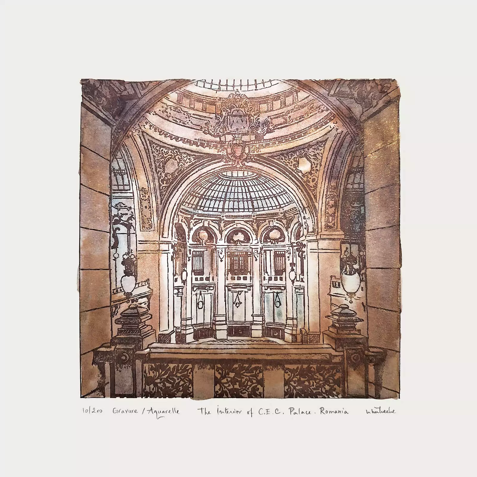 Palatul C.E.C. interior - gravură [2]