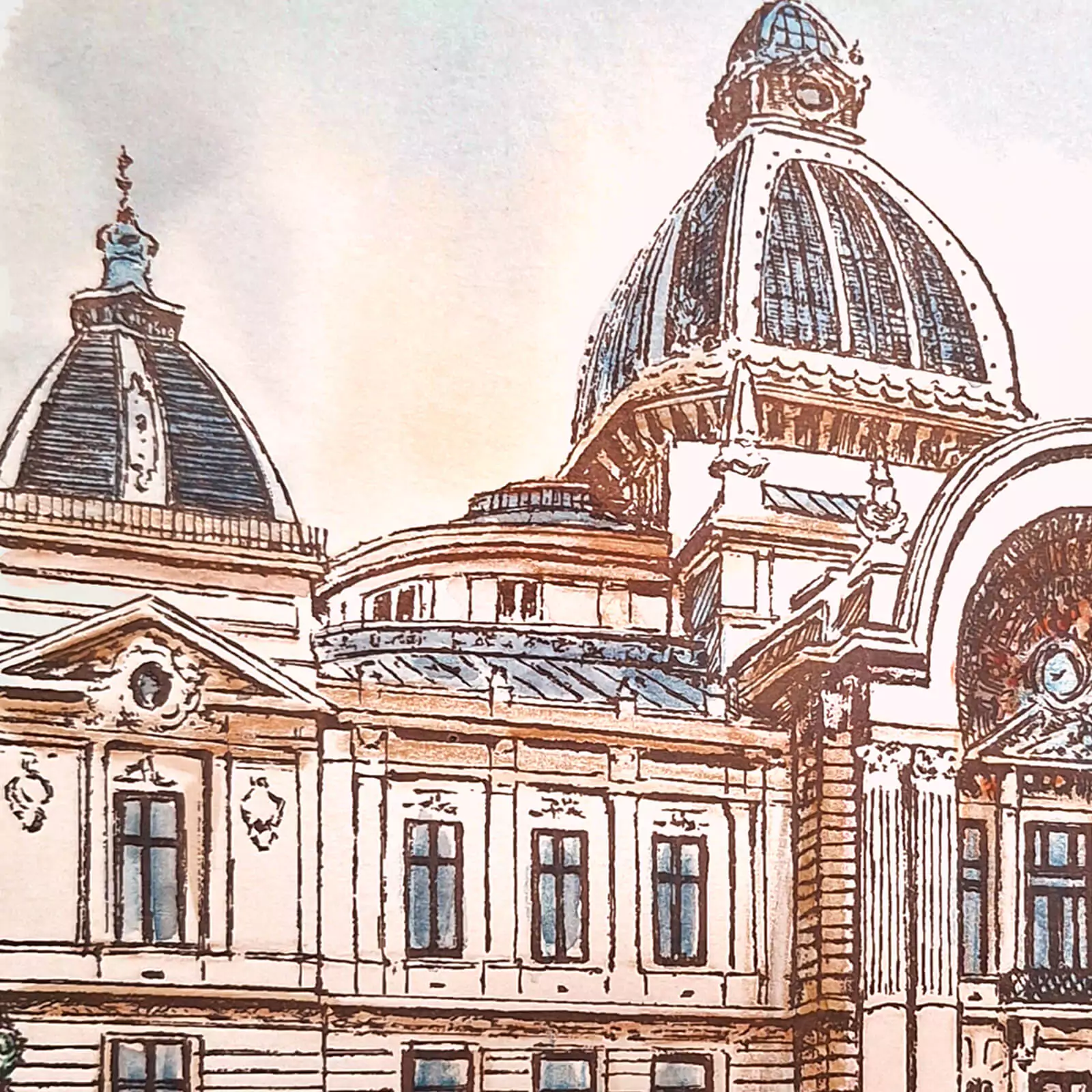 Palatul C.E.C. - gravură [2]
