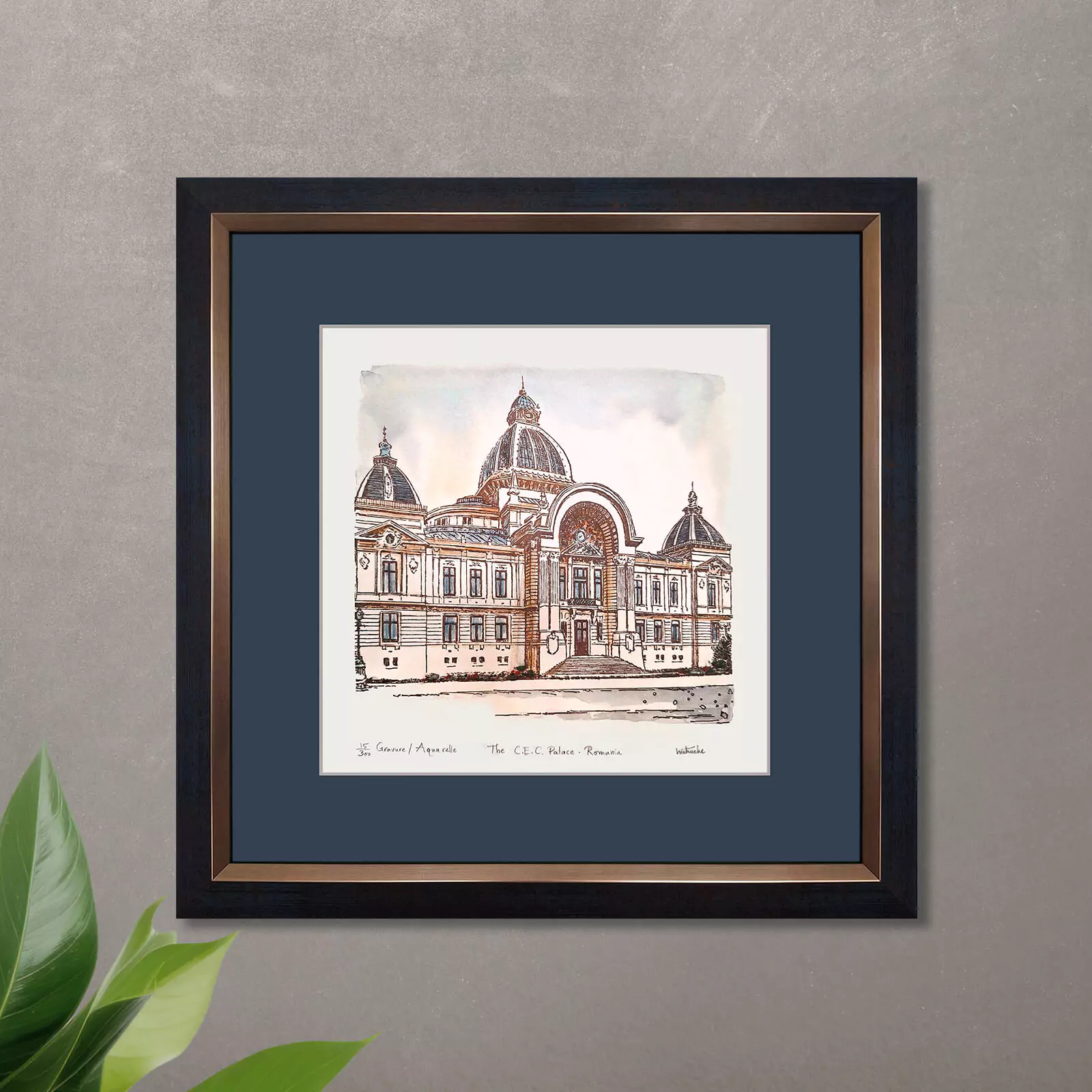 Gravuri Monumente Istorice București - Palatul C.E.C. - gravură