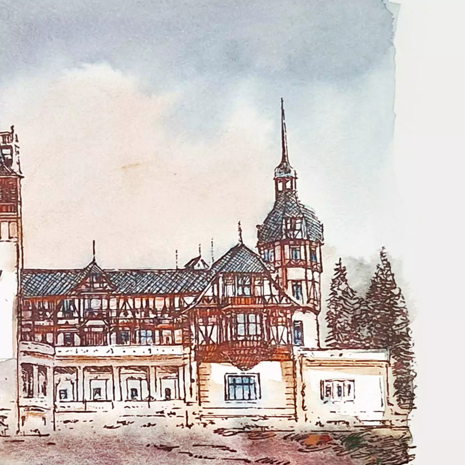 Castelul Peleș - Sinaia - gravură [3]