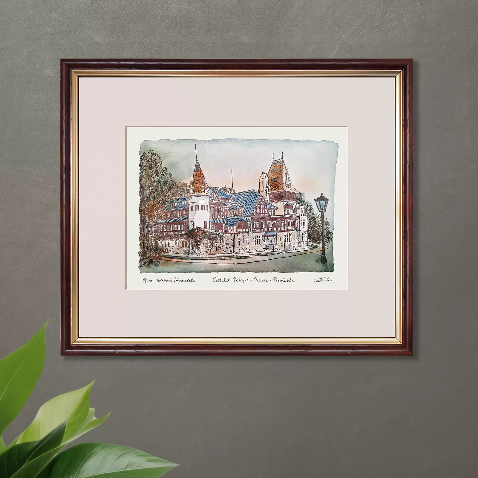 Gravuri Clădiri Istorice România - Gravură castelul Pelișor - Sinaia