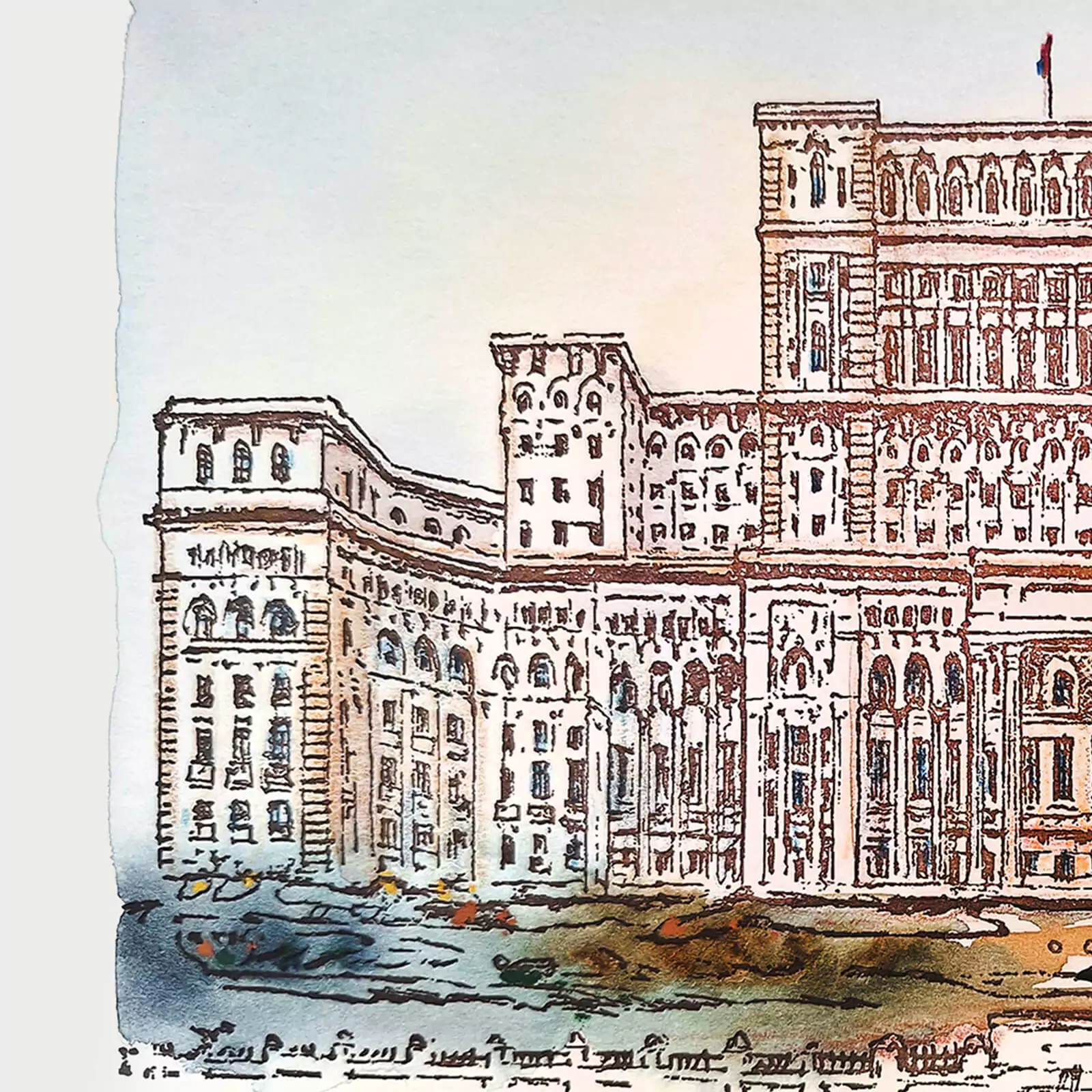 Palatul Parlamentului - gravură și acuarelă [2]
