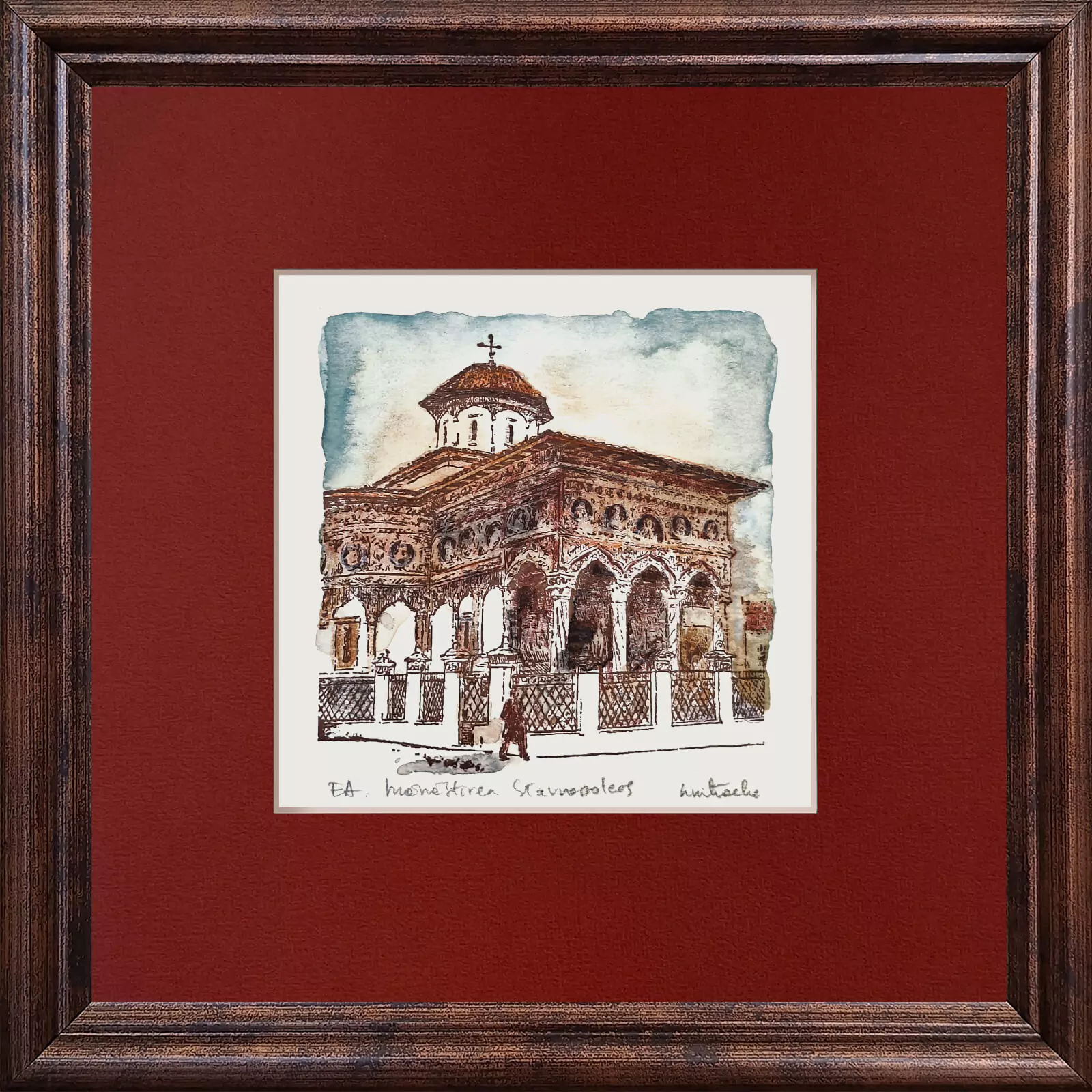 Gravuri Monumente Istorice București - Suvenir Mănăstirea Stavropoleos