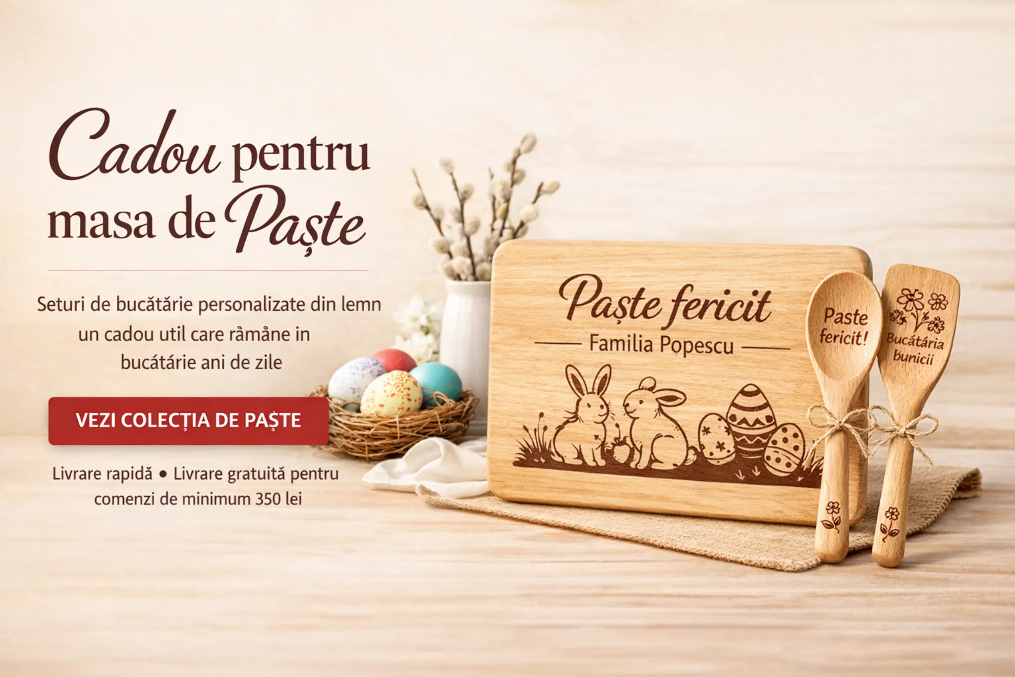Cadouri personalizate pentru masa de Paște