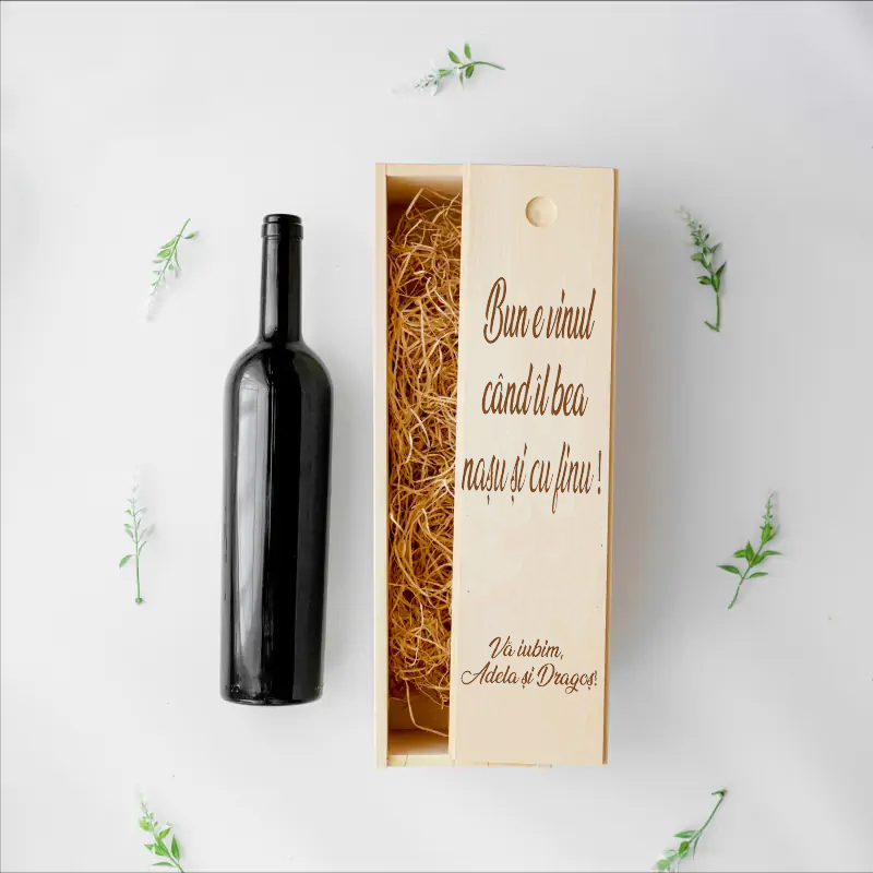 Cutii pentru Sticlă de Vin Gravate cu Mesaje Speciale