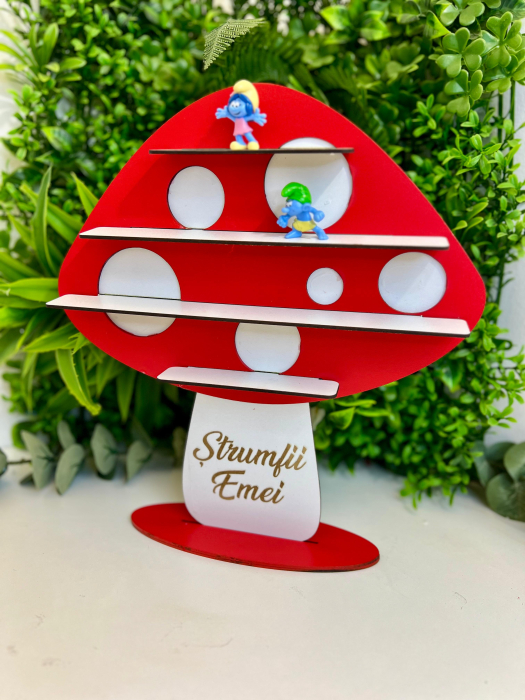 Casuta pentru Strumfi personalizată – Design ciupercuta din lemn, 30 x 33 cm [1]