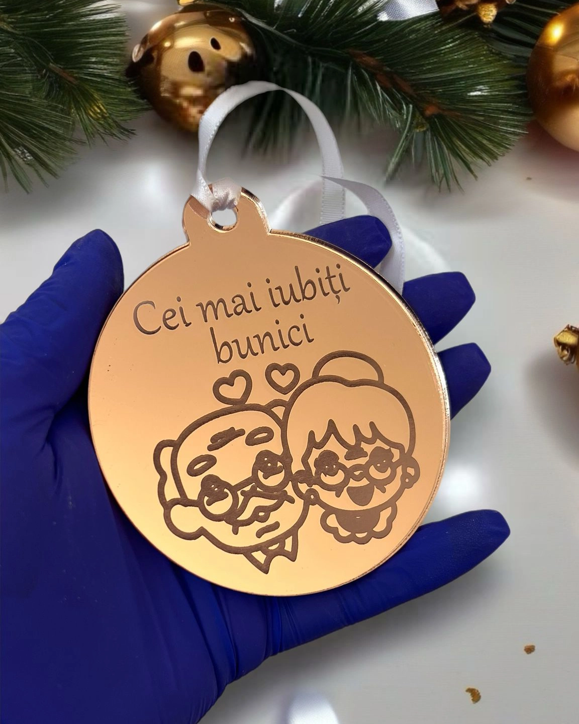 Glob personalizat de Crăciun pentru bunici – Plexiglass oglindă argintiu | Cadouri Lemn [2]