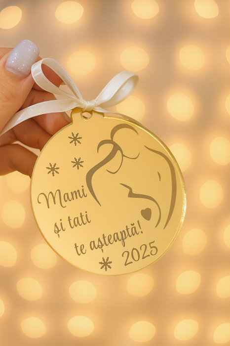 Glob personalizat Mami și Tati te așteaptă 2025 – plexiglass oglindă [1]