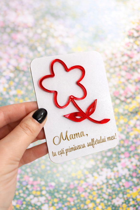 Mărțișor pentru mama din lemn și plexiglas cu magnet – Cadou 1 Martie [2]