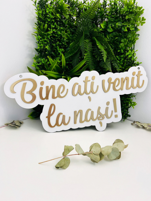 Panou decorativ „Bine ați venit la mireasă, mire sau nași!” – Decor nuntă elegant [3]