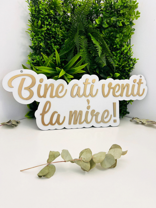Panou decorativ „Bine ați venit la mireasă, mire sau nași!” – Decor nuntă elegant [2]