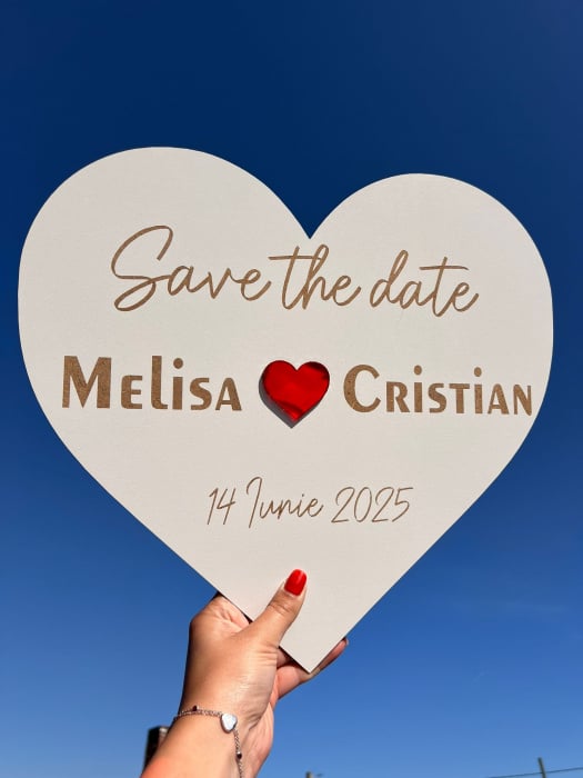 Plachetă Save the Date Personalizată – Inimă cu Nume și Dată | 40 x 37 cm [2]