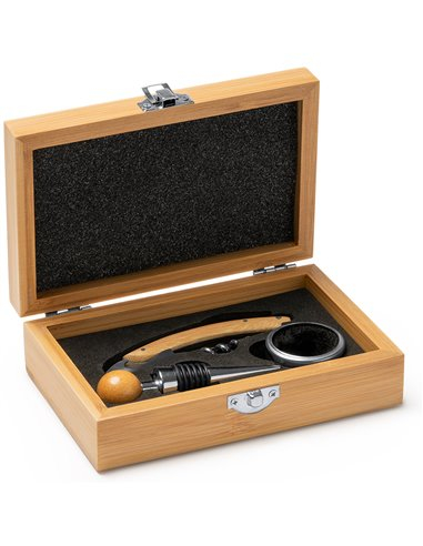 Set 3 accesorii de vin in cutie de lemn [5]