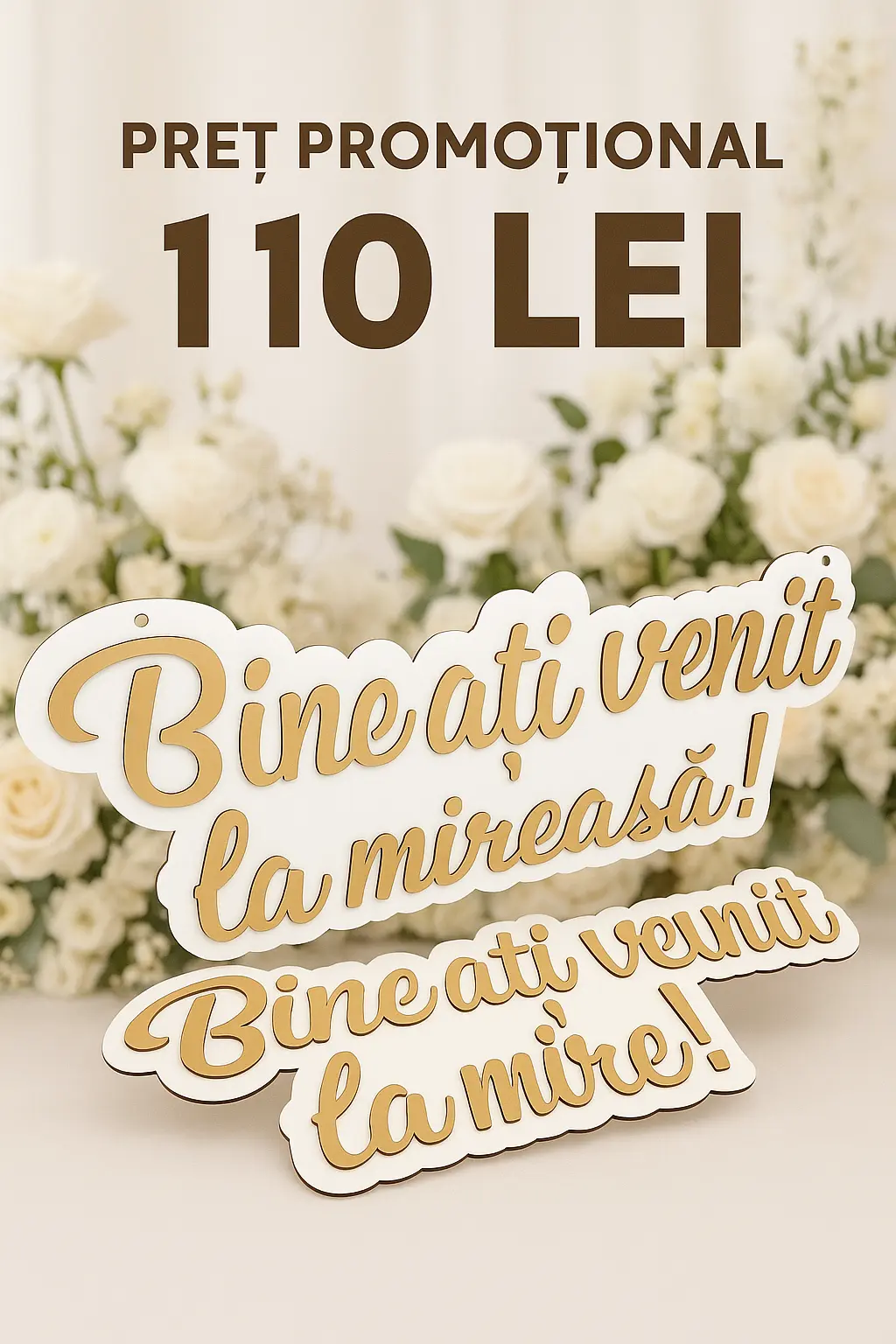 Set panouri  „Bine ați venit la mireasă” și „Bine ați venit la mire” – Decor nuntă [1]