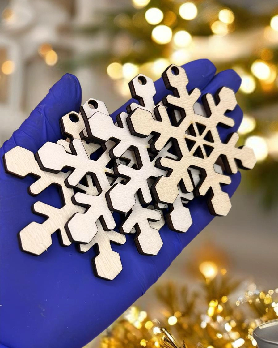 Blank-uri Crăciun - Blank Crăciun – Fulg de zăpadă din lemn natural, ornament DIY pentru decor de iarnă | Cadouri Lemn