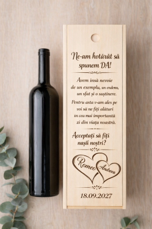 Cadouri - Cutie de Vin Personalizată "Cerere de Nasi" - Cadoul Perfect pentru un Moment Special