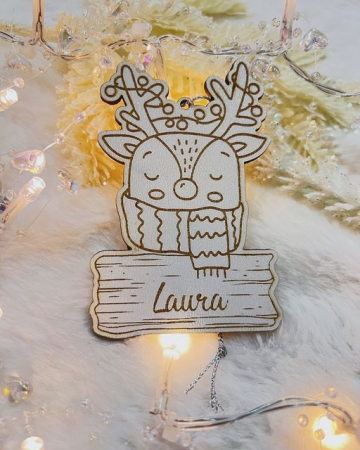 Globuri Crăciun - Glob de Craciun din lemn, personalizat cu nume - Ren unic pentru bradul tau!