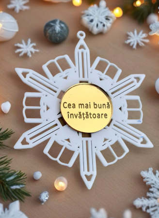 Globuri Crăciun - Glob plexiglass gravat – „Cea mai bună învățătoare” | Cadou personalizat
