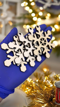 Globuri Crăciun - Globuri Blank Fulgi de Nea din Lemn – Bază pentru Decorațiuni Handmade