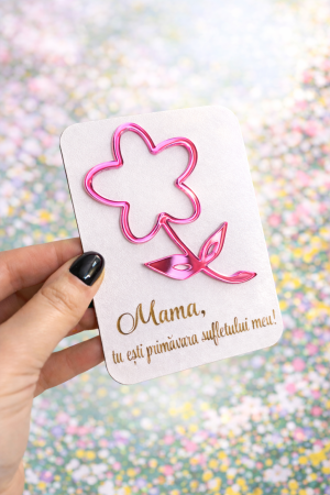 Cadouri - Mărțișor pentru mama din lemn și plexiglas cu magnet – Cadou 1 Martie