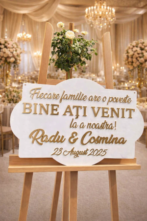 Nunta/Botez - Panou intampinare nunta personalizat 60x40 cm nume miri data eveniment