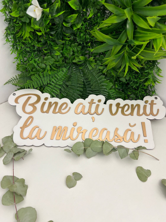 Panou decorativ „Bine ați venit la mireasă, mire sau nași!” – Decor nuntă elegant [3]