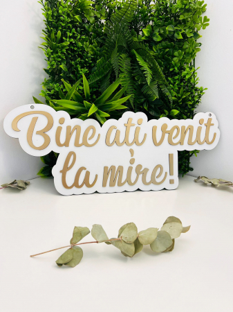 Panou decorativ „Bine ați venit la mireasă, mire sau nași!” – Decor nuntă elegant [1]