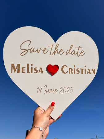 Plachetă Save the Date Personalizată – Inimă cu Nume și Dată | 40 x 37 cm [1]