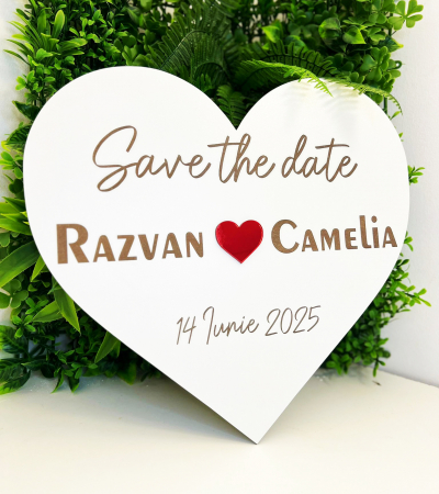 Plachetă Save the Date Personalizată – Inimă cu Nume și Dată | 40 x 37 cm [2]