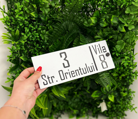 Plăcuță de Număr de Casă Personalizată - Ngru cu Alb l Alb cu Negru - 10 x 25 cm [1]