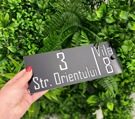 Plăcuță de Număr de Casă Personalizată - Ngru cu Alb l Alb cu Negru - 10 x 25 cm [0]