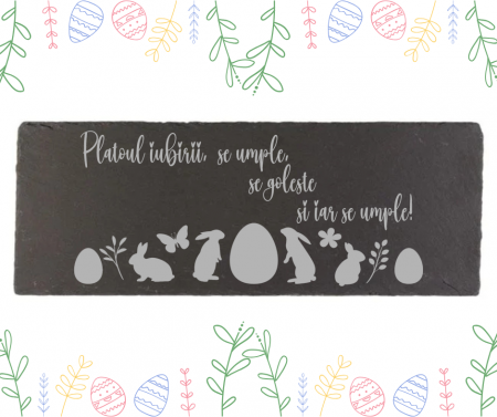 Cadouri Paște - Platou din ardezie gravat – „Platoul iubirii”