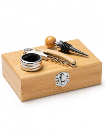 Set 3 accesorii de vin in cutie de lemn [1]