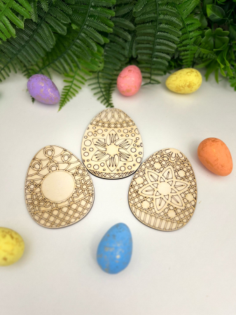 Cadouri Paște - Set 3 Ouă Decorative din Lemn pentru Pictat – Activitate Creativă de Paște!