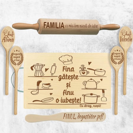 Seturi bucătărie - Set cadou Fini „Fina gătește și finul o iubește” ❤️