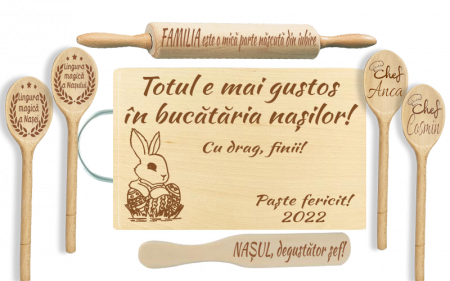 Cadouri Paște - Set Cadou Nași Paște – Personalizat Lemn pentru Sărbătorile de Paște