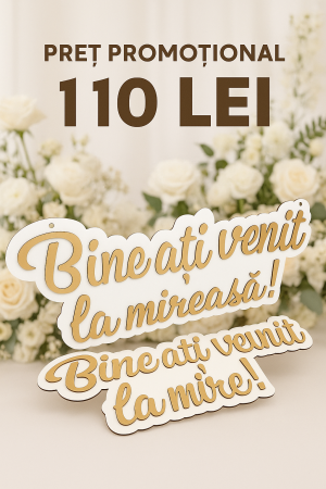 Nunta/Botez - Set panouri  „Bine ați venit la mireasă” și „Bine ați venit la mire” – Decor nuntă
