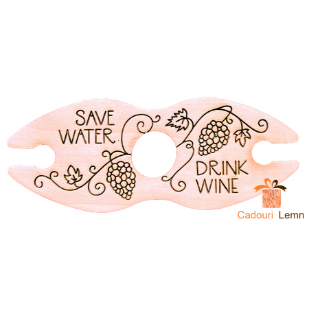 Cutie de vin - Suport de sticla pentru 2 pahare  - Model 1