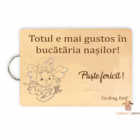 Cadouri Paște - Tocător Personalizat de Paște „Totul e mai gustos în bucătăria nașilor” – Cadou Perfect pentru Masa Festivă!