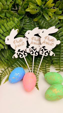 Cadouri Paște - Topper decorativ „Paște Fericit!” – Accesoriu elegant pentru aranjamente florale