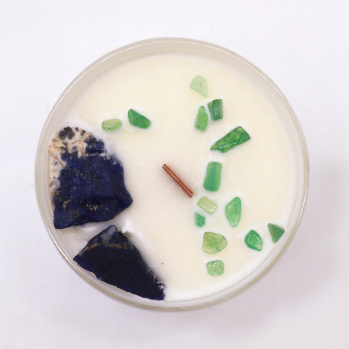 Lumanare din ceara de soia si pietre pretioase - Chakra Gatului [2]