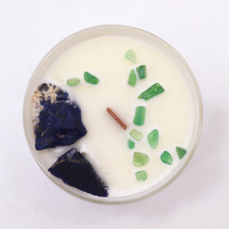 Lumanare din ceara de soia si pietre pretioase - Chakra Gatului [1]