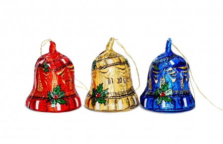 CADOURI SELECT - Figurina din ciocolata- Clopoțel de Craciun 20g -în cutie transparenta, cu etichetă-Cosmo