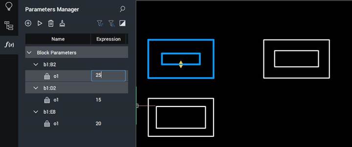 Experimental in BricsCAD V25 – offset parametric
