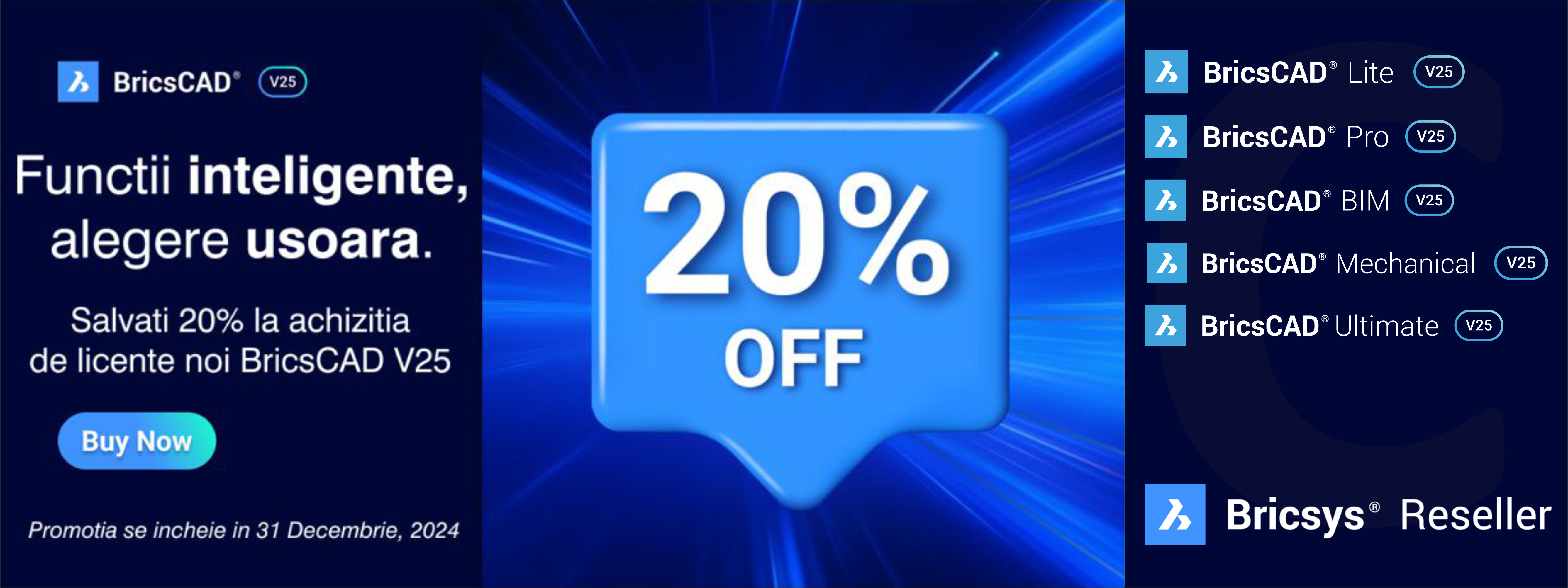 20% Reducere pentru toate produsele BricsCAD