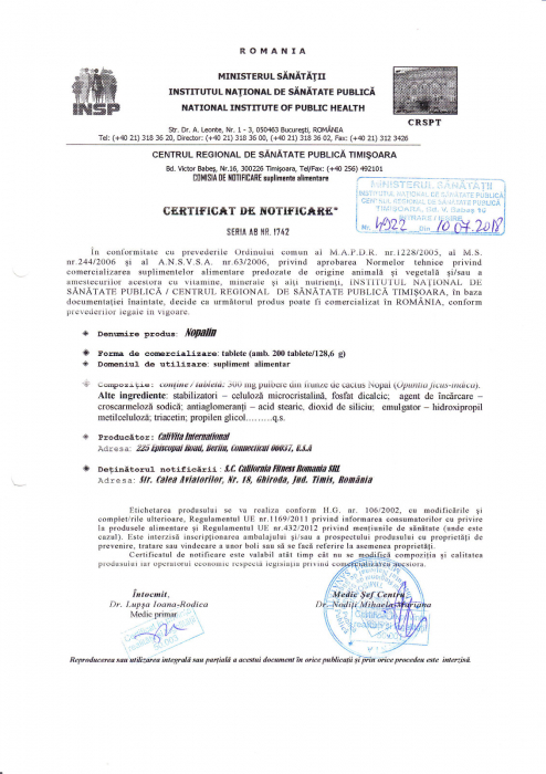 Nopalin, CaliVita, 200 tablete, fibre pentru un ajutor in slabire [2]